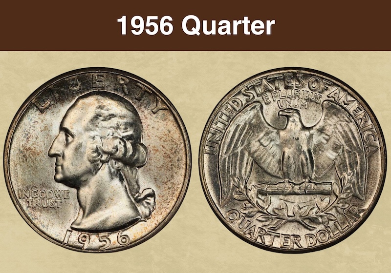 1956 Washington Quarter obverse and reverse showing George Washington portrait and eagle design