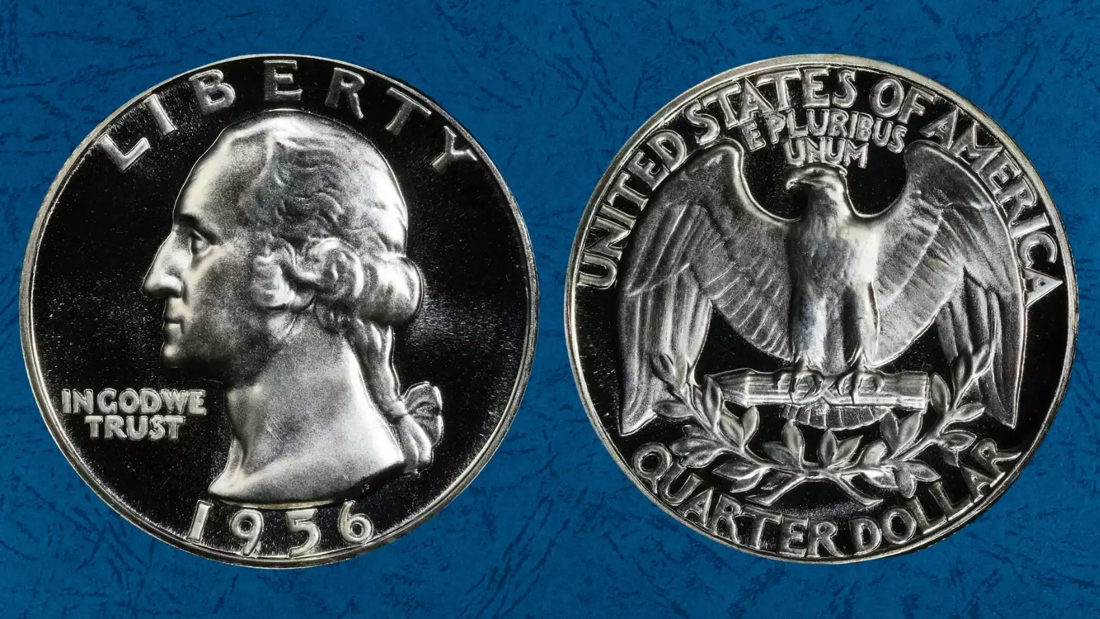 Side-by-side comparison of 1956 quarter Type A vs Type B Reverse showing the difference in E-S letter spacing in STATES